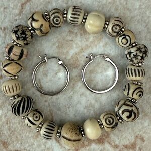 Chunky Boho Beaded Bracelet and Earring Set